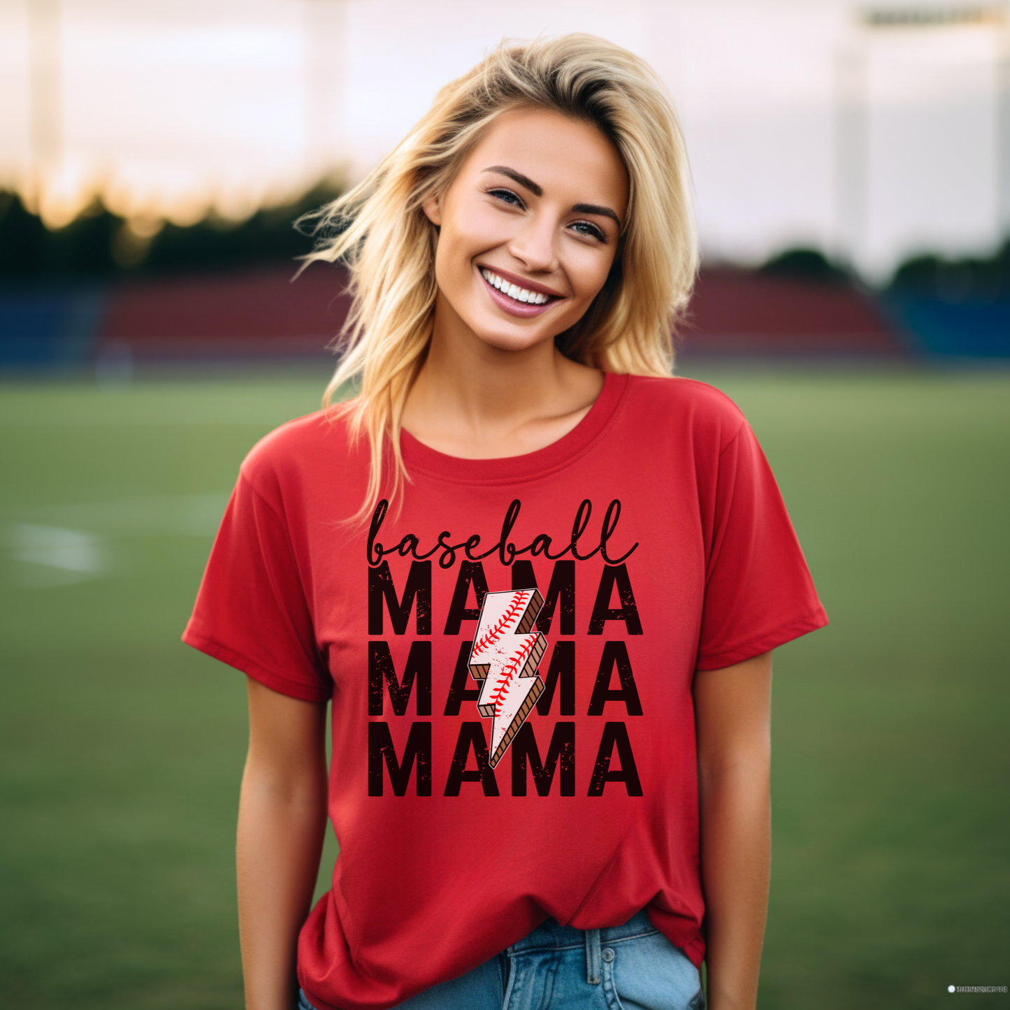 Lightning Bolt Baseball Mama T-Shirt
