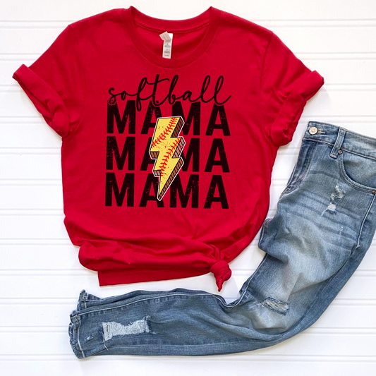 Lightning Bolt Softball Mama T-Shirt