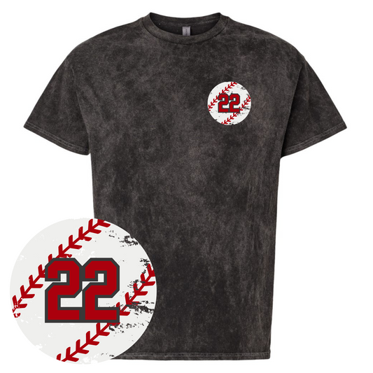 Custom Baseball Number Mineral Wash T-Shirt