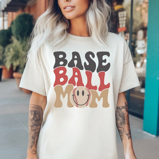 Baseball Mom Smiley T-Shirt