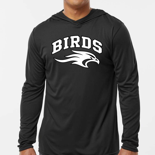 BIRDS: Black Long Sleeve *Hooded* T-Shirt