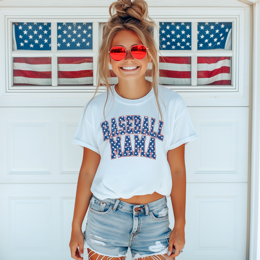 Baseball Mama Vintage Blue Stars T-Shirt